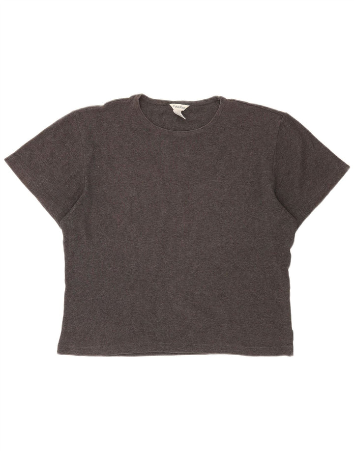CALVIN KLEIN T-Shirt Oversize Femme UK 14 Gris Moyen Coton