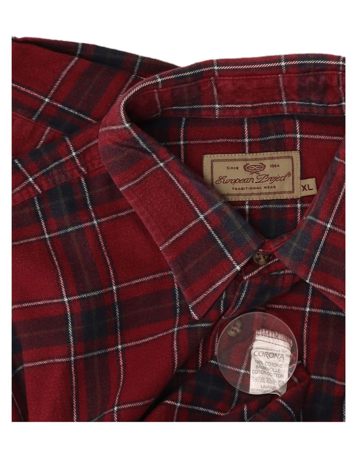 EUROPEAN PROJECT Chemise en flanelle pour homme XL en coton à carreaux bordeaux