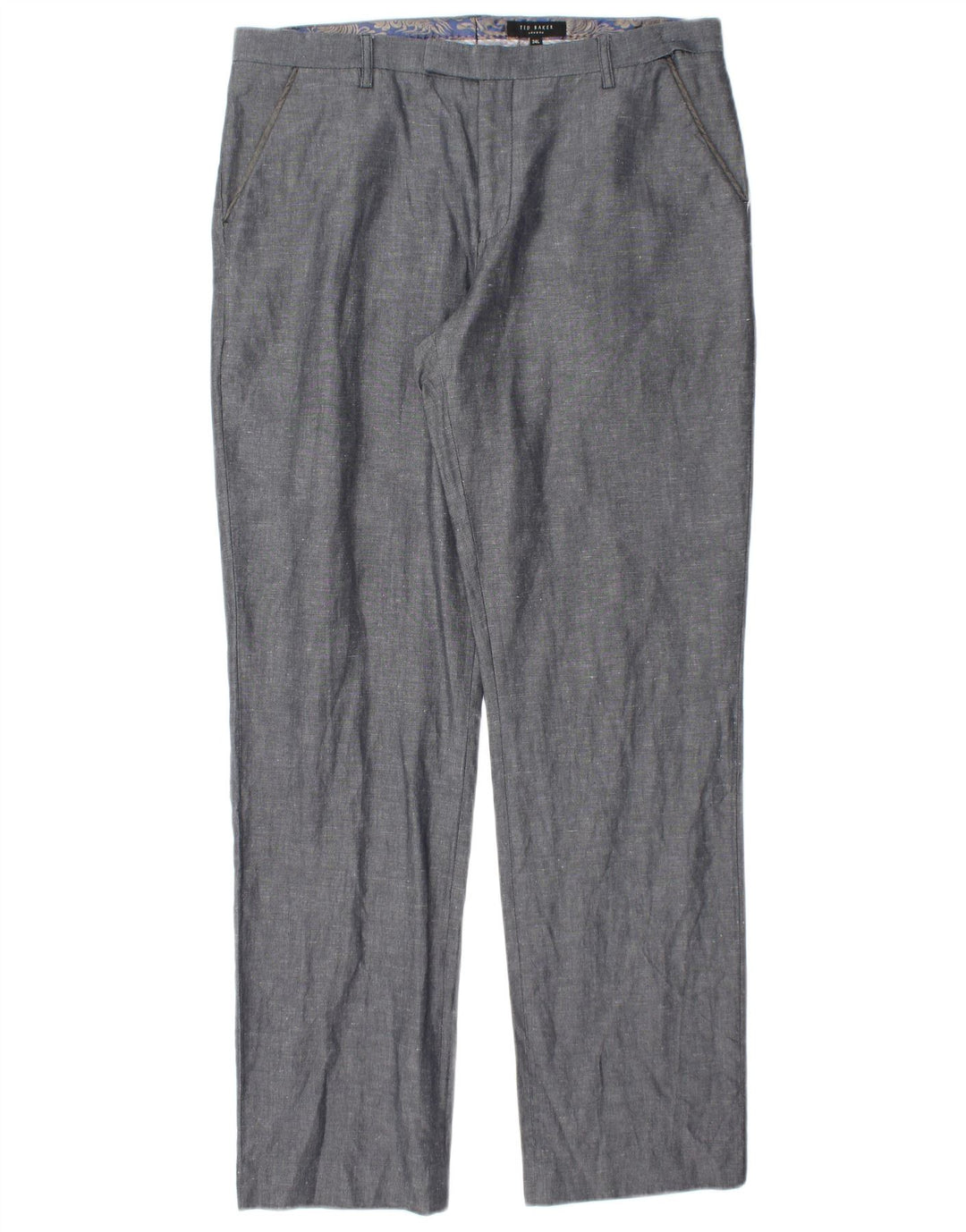 TED BAKER Pantalon Chino Droit Homme W34 L32 Bleu Coton