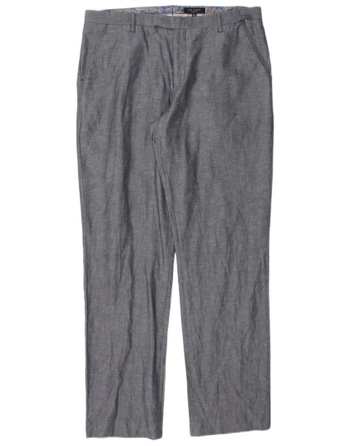 TED BAKER Pantalon Chino Droit Homme W34 L32 Bleu Coton