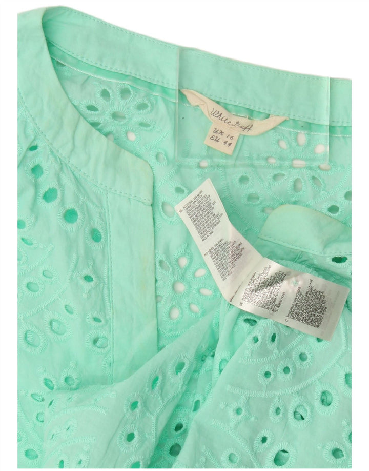 White Stuff Chemisier à manches 3/4 pour femme UK 16 Large Vert Coton