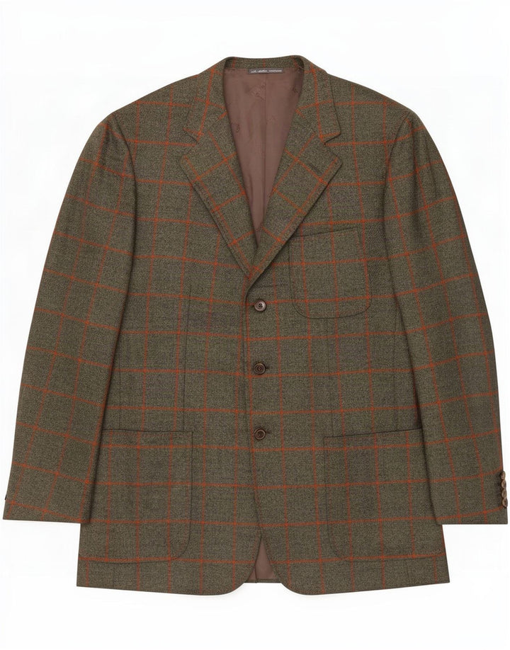 Ravazzolo Veste blazer à 3 boutons pour homme IT 50 en laine à carreaux gris large
