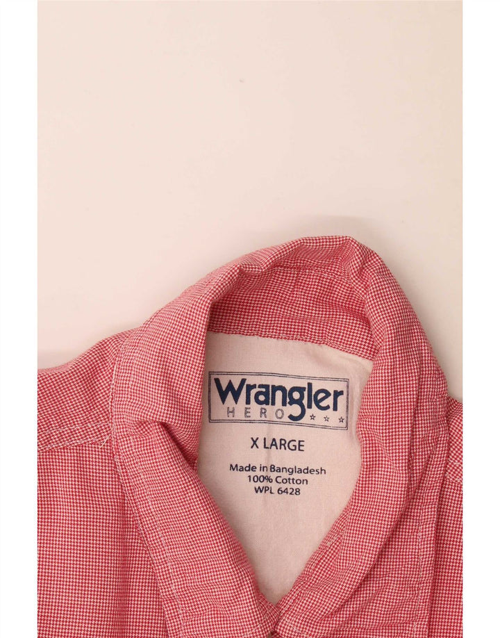 Wrangler Chemise à manches courtes pour homme XL en coton pied-de-poule rouge