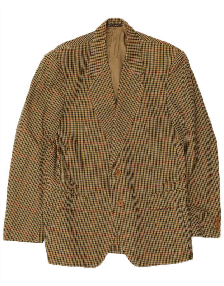 Monza Veste blazer à 2 boutons pour homme IT 48 en coton vichy kaki moyen