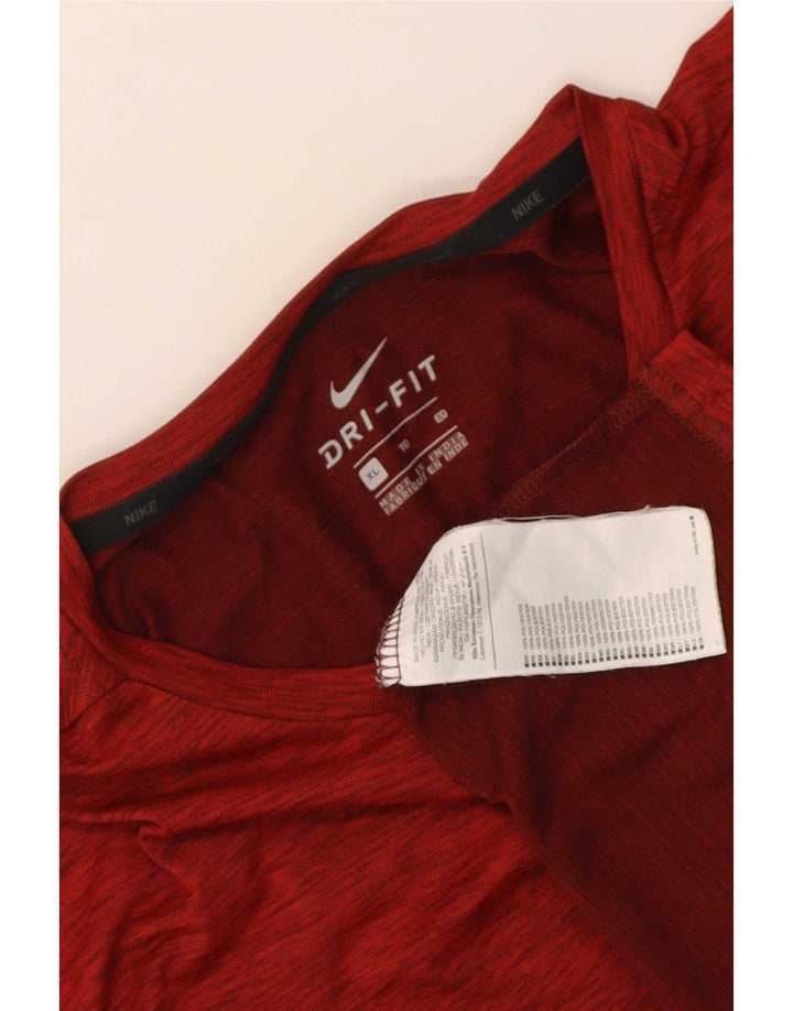 Nike Hommes Dri Fit T-Shirt Haut XL Rouge Moucheté Polyester