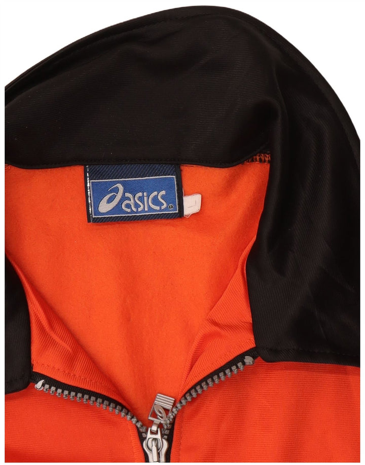 Asics Veste de survêtement graphique pour femme UK 16 Large Orange Colourblock