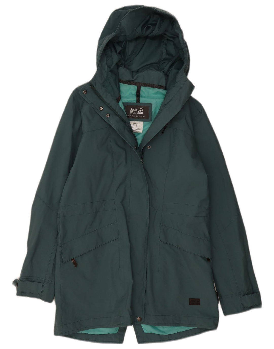 JACK WOLFSKIN Imperméable à capuche pour femme UK 8/10 Petit Vert Polyamide