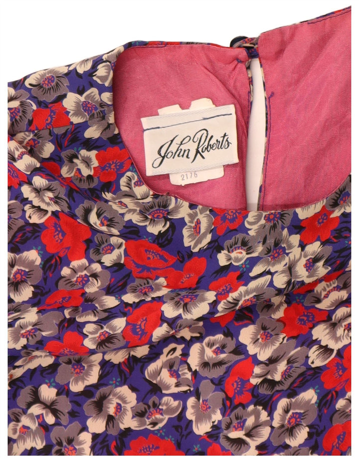 vintage Femmes 3/4 Manches Gaine Robe US 8 Moyen Multicolore Floral