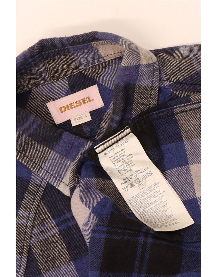 Diesel Chemise en flanelle pour homme en coton à petits carreaux bleu marine