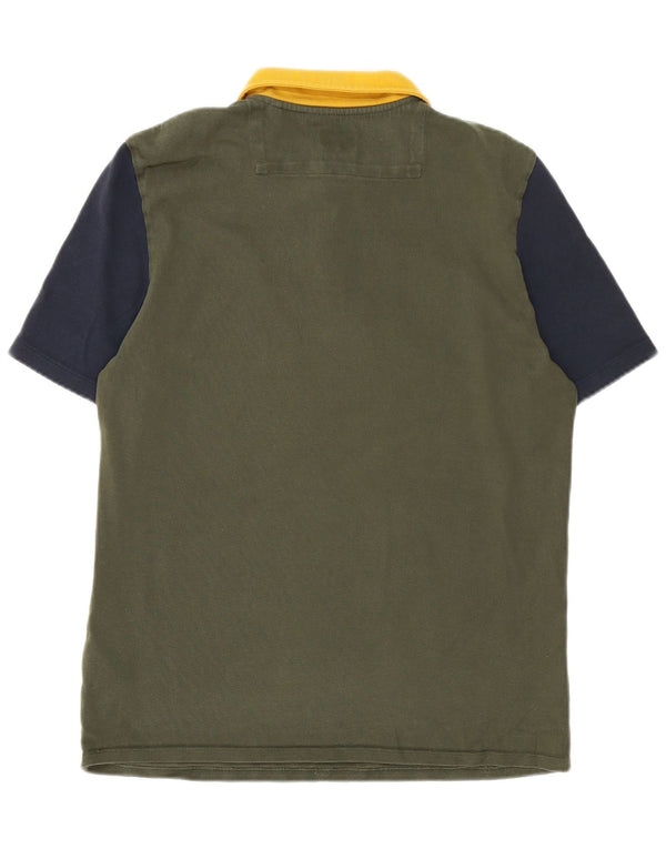 Guess Mens Rugby Polo Shirt Medium Green Colourblock Cotton