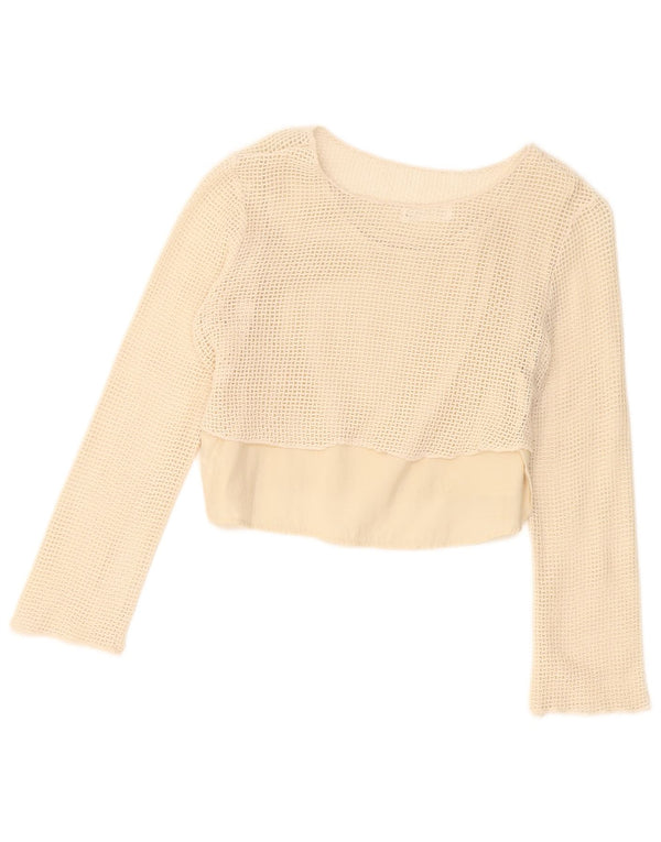 Zara Filles Crop Crochet Top Manches Longues 13-14 ans Beige Coton