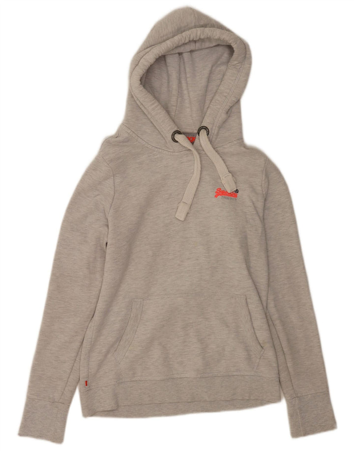 Superdry Pull à capuche pour femme UK 14 Gris moyen Coton