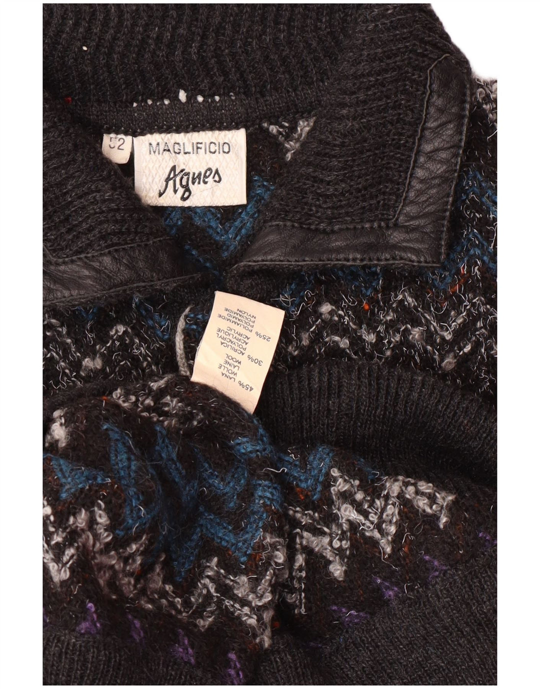 vintage Mens Polo Neck Jumper Sweater IT 52 Grand Chevron multicolore