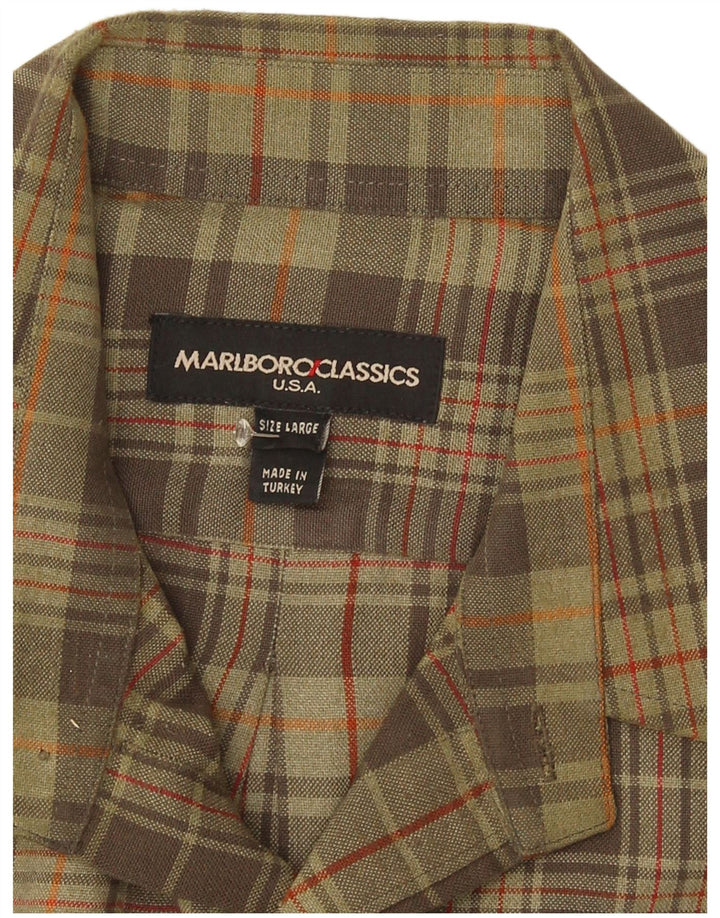 Marlboro Classics Chemise en flanelle pour homme à carreaux kaki
