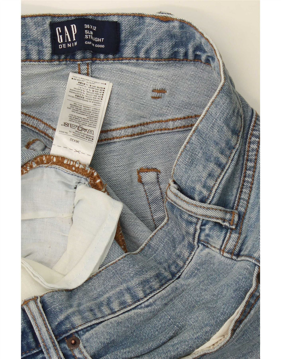 Gap Jean Slim Droit Homme W36 L32 Bleu Coton