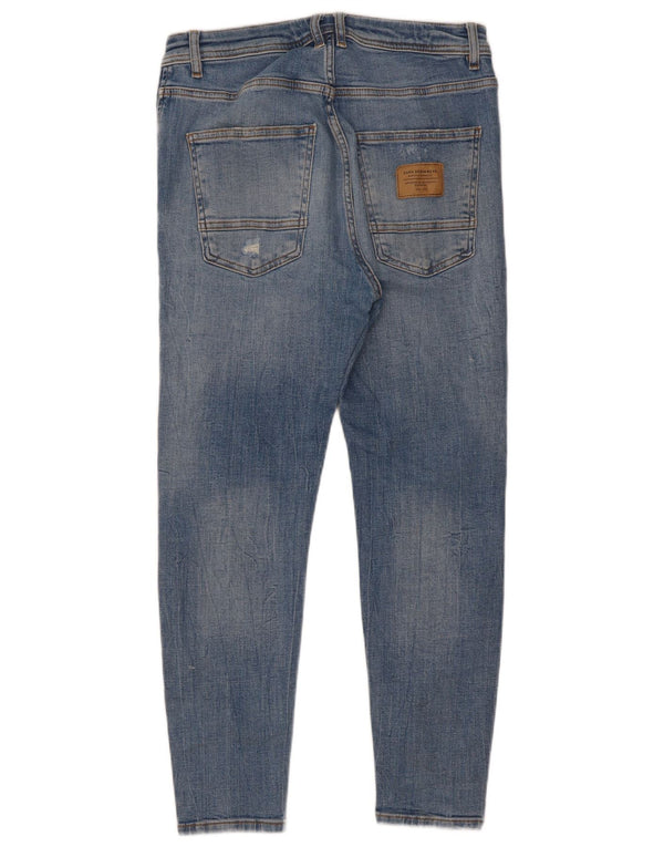 Zara Jean skinny vieilli pour homme EU 40 Medium W31 L26 Bleu Coton