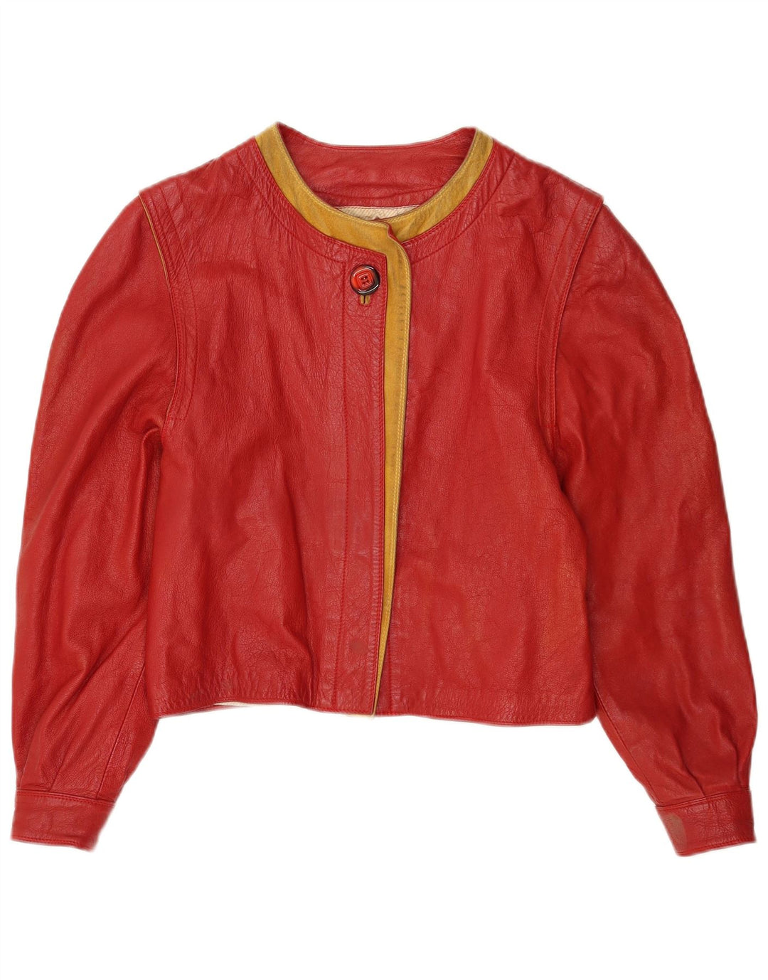 Marcos Veste en cuir courte pour femme IT 44 Cuir color block rouge moyen