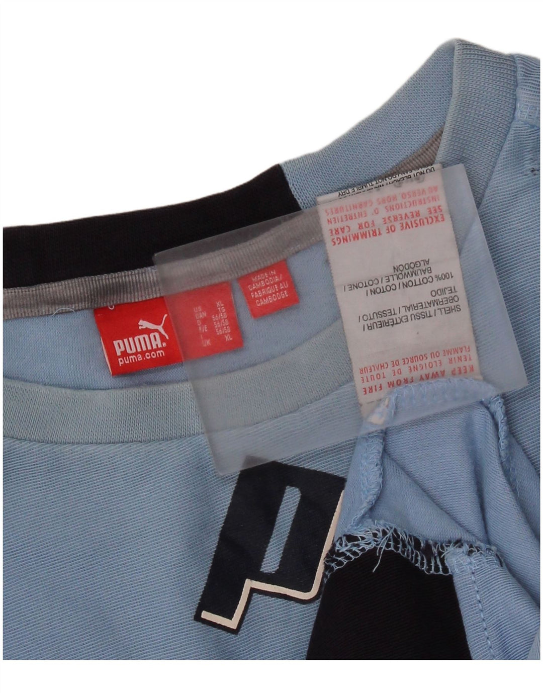 PUMA Haut graphique à manches longues pour homme XL en coton bleu