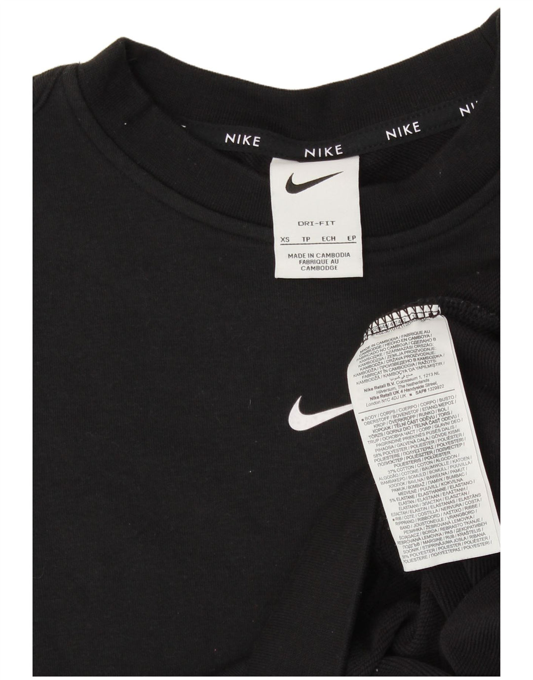 NIKE Sweat-shirt pour femme UK 6 XS Noir Polyester