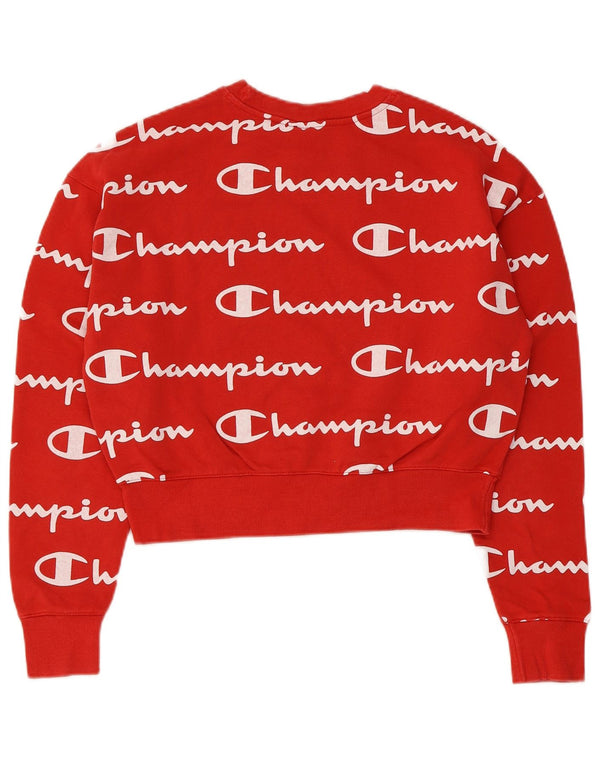 Champion Sweat-shirt oversize Crop Graphic pour femme UK 6 XS Rouge Coton