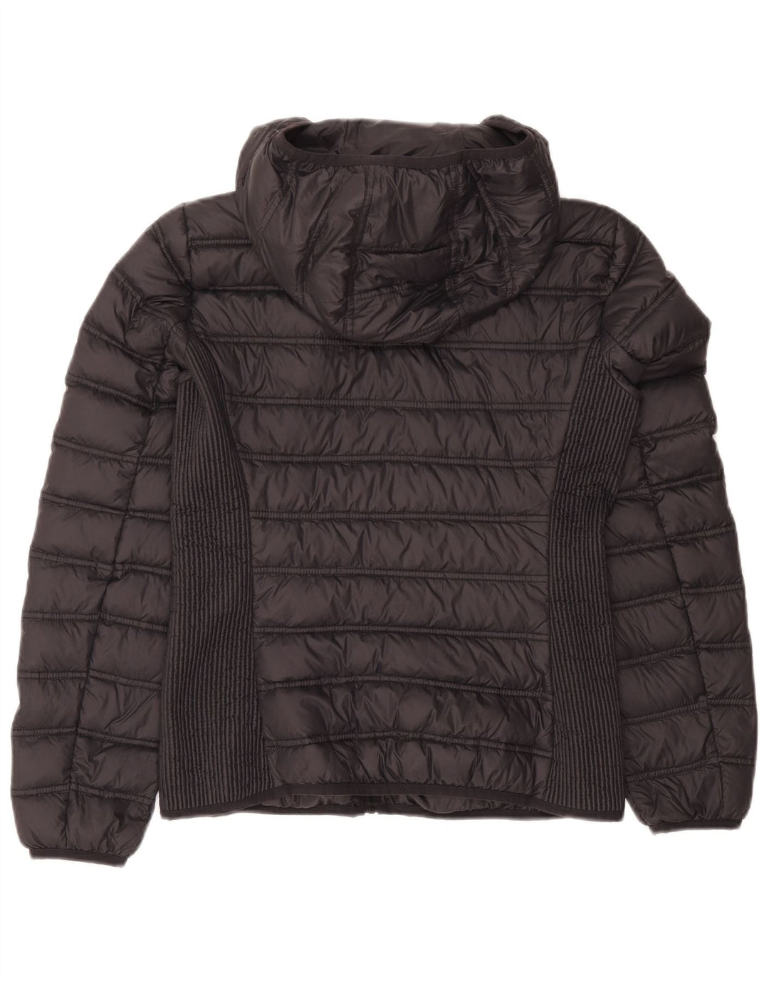 veste rembourrée à capuche femme vintage UK 12 Medium Grey Colourblock Polyamide