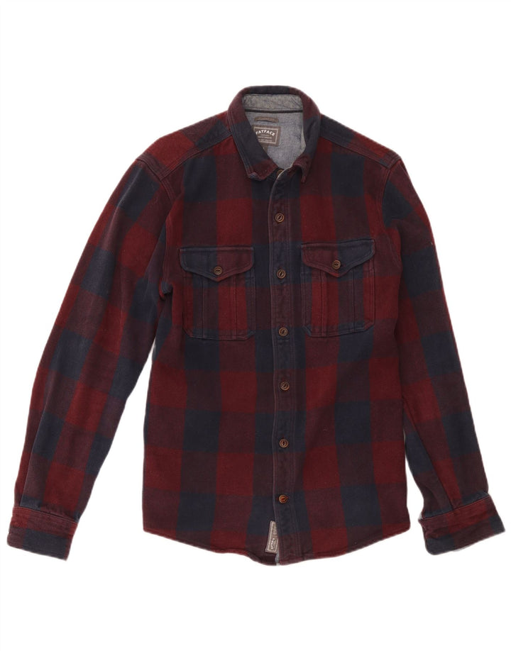 Fat Face Chemise classique en flanelle pour homme en coton à petits carreaux rouges