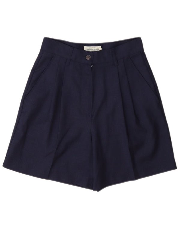 Benetton Short décontracté taille haute pour femme IT 40 Small W26 Bleu marine