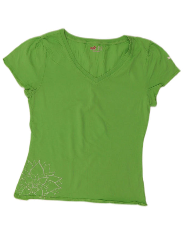 Puma T-shirt graphique Mahanuala pour femme en coton vert moyen UK 12