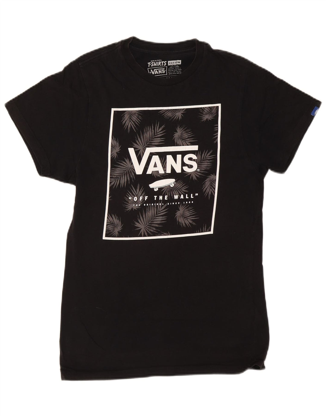 VANS T-shirt graphique pour hommes, coupe personnalisée, petit, en coton noir