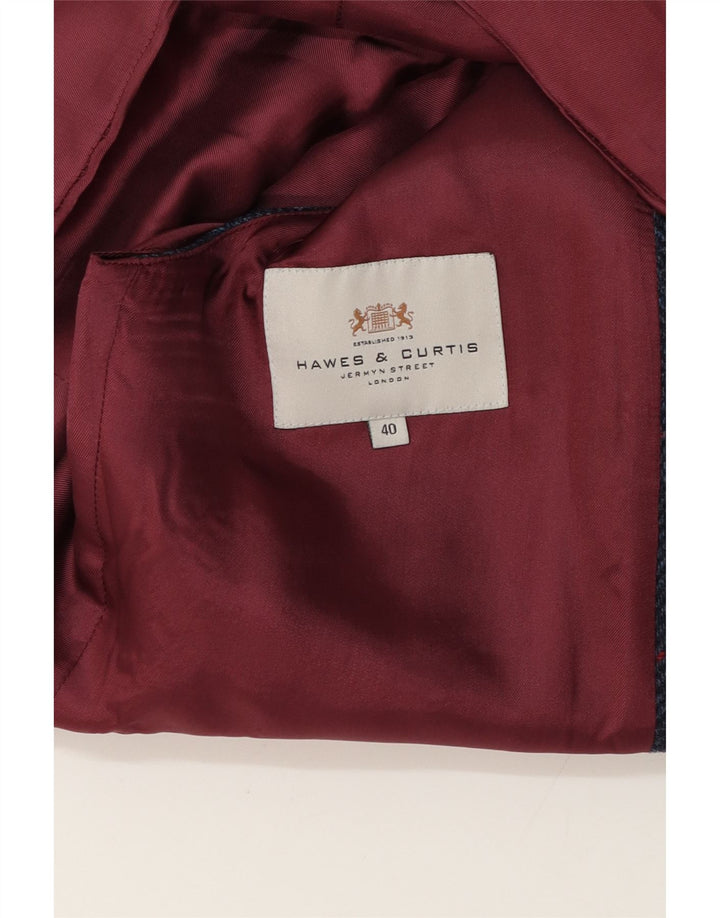 Hawes & Curtis Gilet pour homme UK 40 Medium Bleu marine à carreaux Viscose