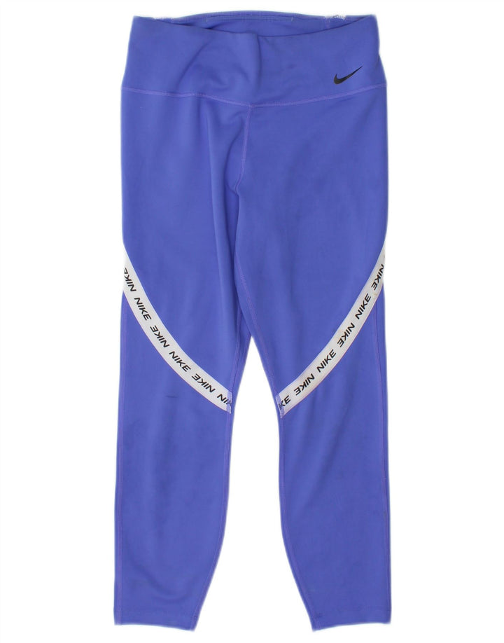 Nike Legging Capri Graphique Femme UK 8 Petit Bleu Colorblock Polyester