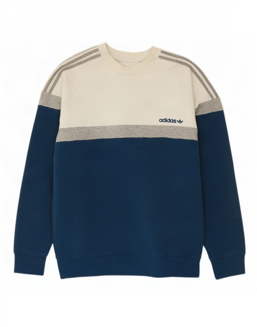Adidas Sweat-shirt en coton color block bleu moyen pour homme