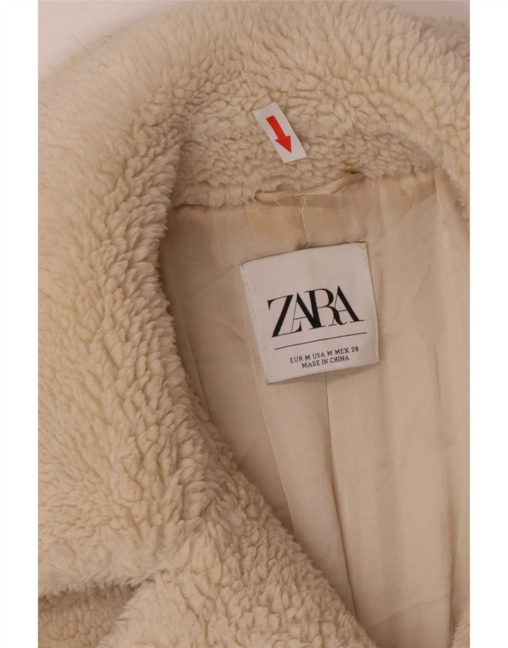 Zara Manteau croisé Teddy Bear pour femme UK 14 Medium Off White