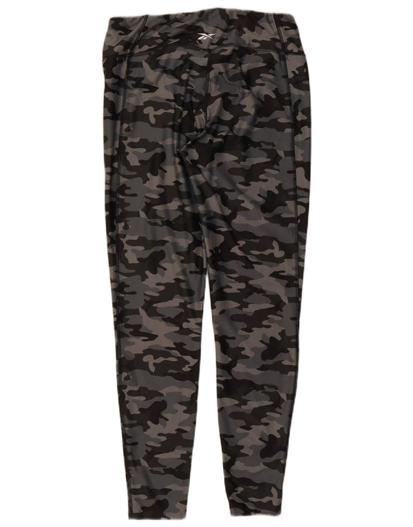 Reebok Leggings Femme UK 16/18 Large Gris Camouflage Polyester