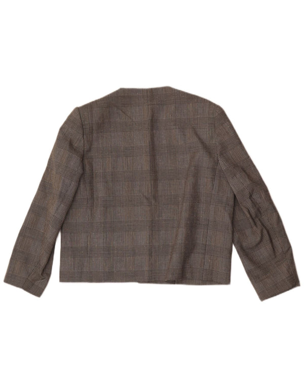 Mansfield Veste blazer à 6 boutons pour femme UK 18 XL Gris à carreaux Polyester