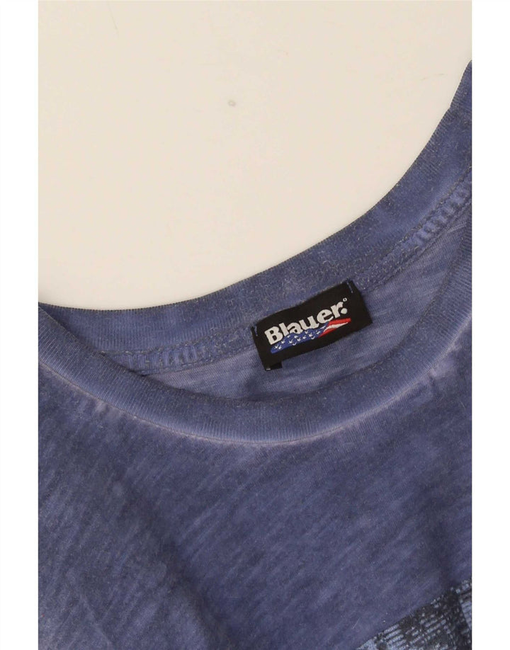 Blauer T-Shirt Graphique Homme Bleu Marine Moyen