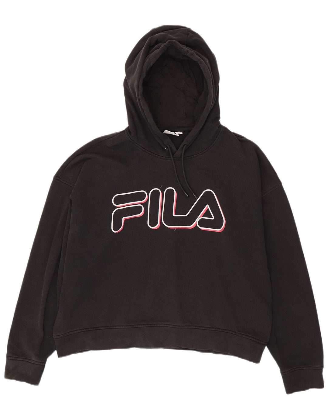 FILA Pull à capuche graphique surdimensionné pour femme UK 18 XL Noir Coton