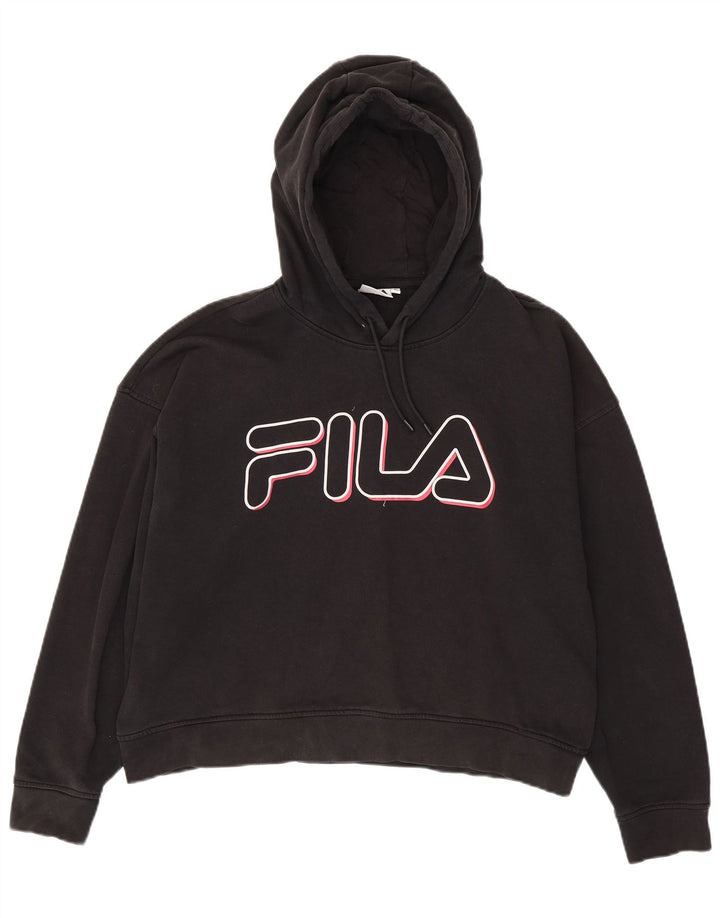 FILA Pull à capuche graphique surdimensionné pour femme UK 18 XL Noir Coton