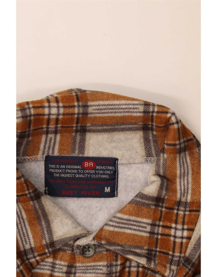 vintage Femmes Surchemise Surchemise Flanelle Chemise UK 14 Medium Beige Check