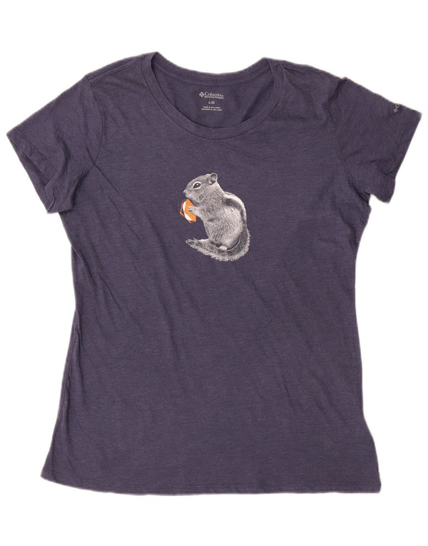 Columbia T-Shirt Graphique Femme UK 16 Large Bleu Marine Polyester