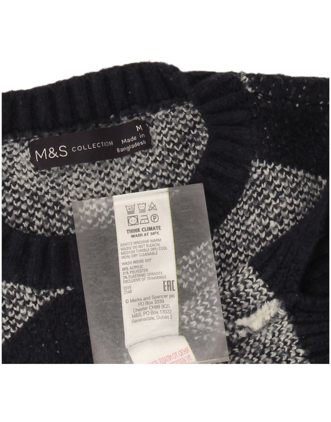 Marks & Spencer Pull à col rond pour femme UK 14 Medium Black Check