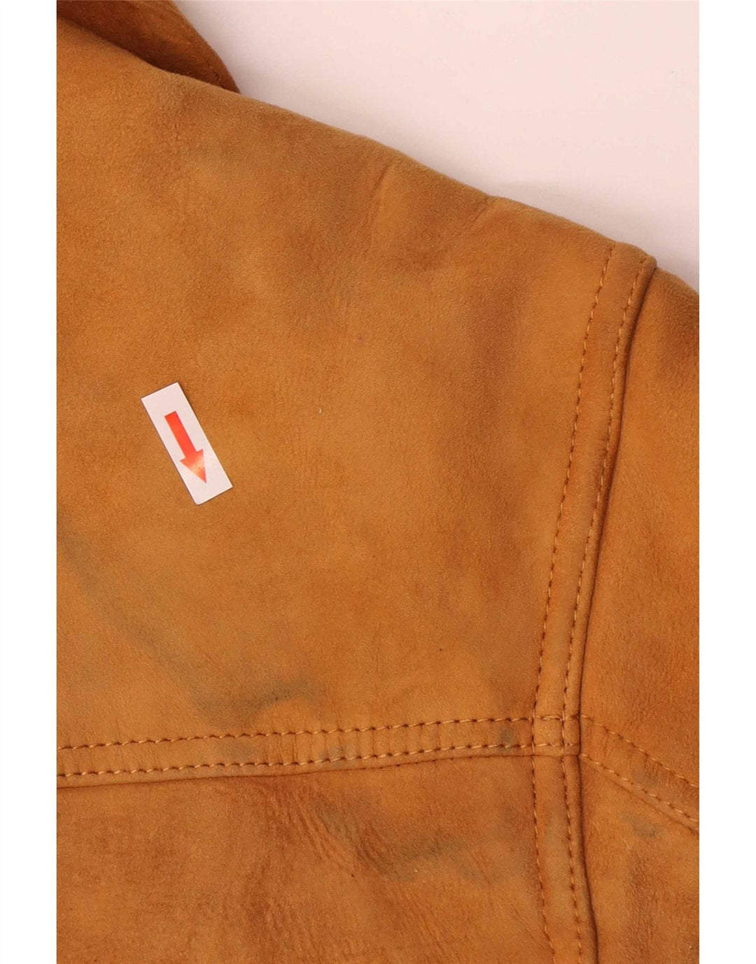 vintage Mens Shearling Overcoat IT 48 Cuir Beige Moyen