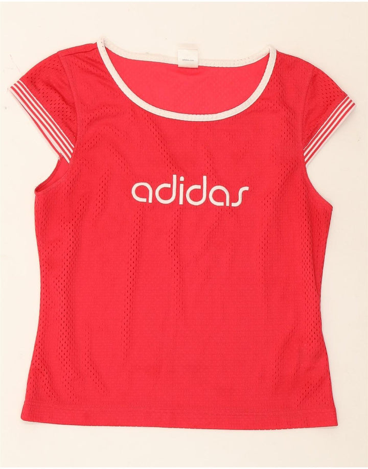 Adidas T-shirt graphique pour femme UK 12 Rouge moyen Polyester