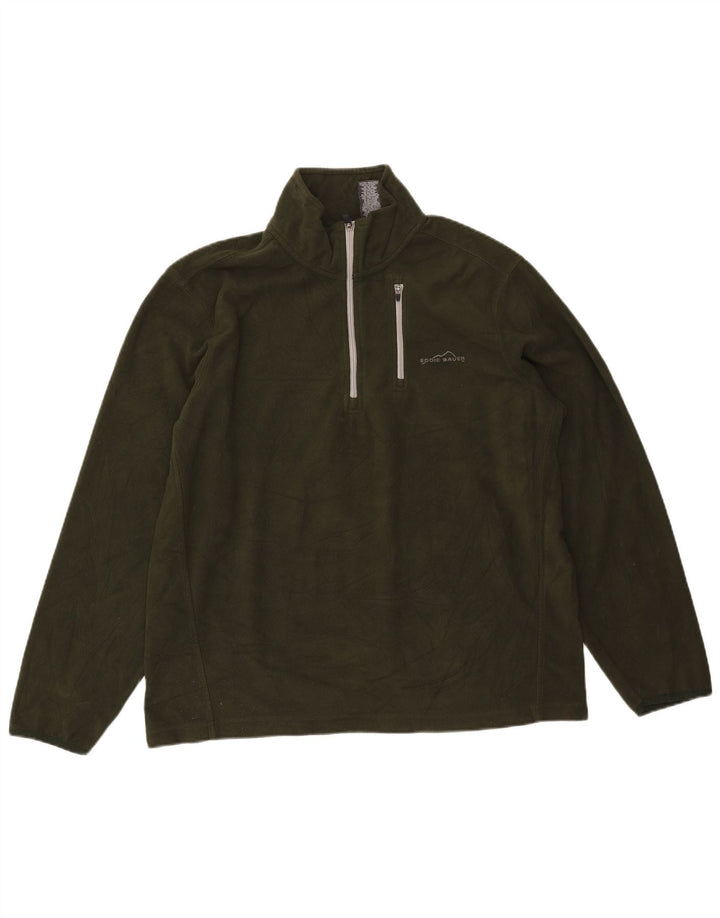 Eddie Bauer Pull polaire à col zippé pour homme, grand polyester vert