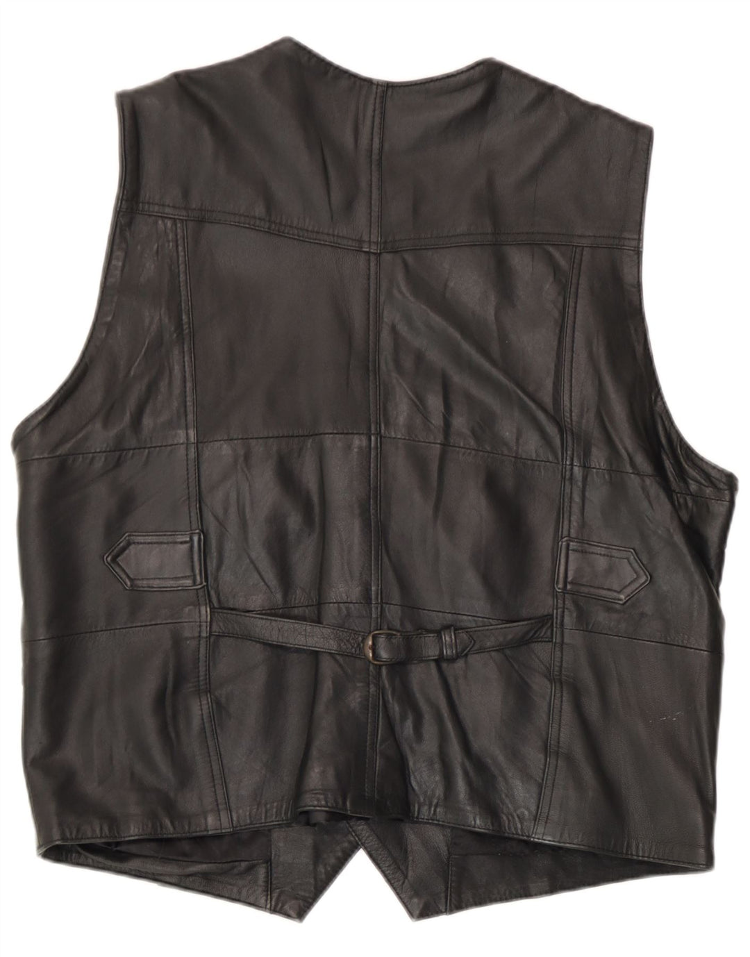 gilet en cuir homme vintage EU 54 XL Cuir Noir
