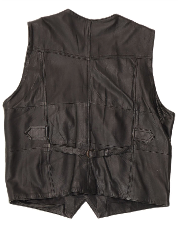 gilet en cuir homme vintage EU 54 XL Cuir Noir