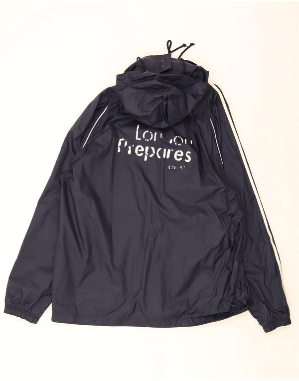 Adidas Veste de pluie à capuche graphique pour homme UK 46 3XL Bleu marine Nylon