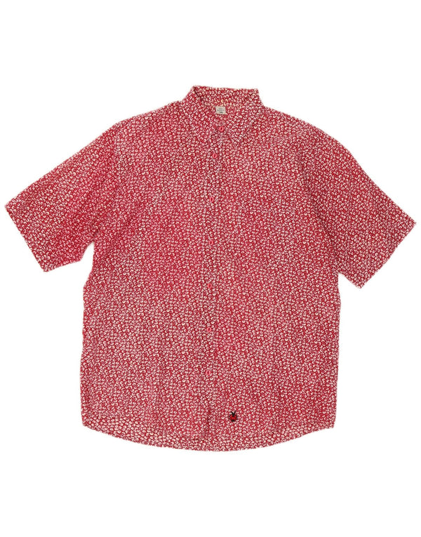 vintage Femme Chemise à manches courtes Taille 38 Coton Floral Rouge Moyen
