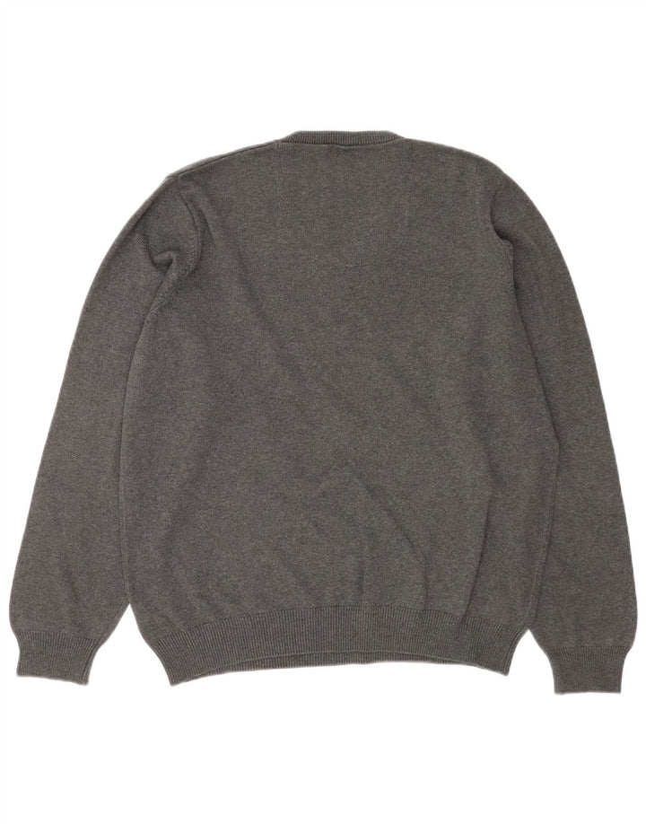 Marks & Spencer Pull coupe classique à col en V pour homme, grand, gris, coton