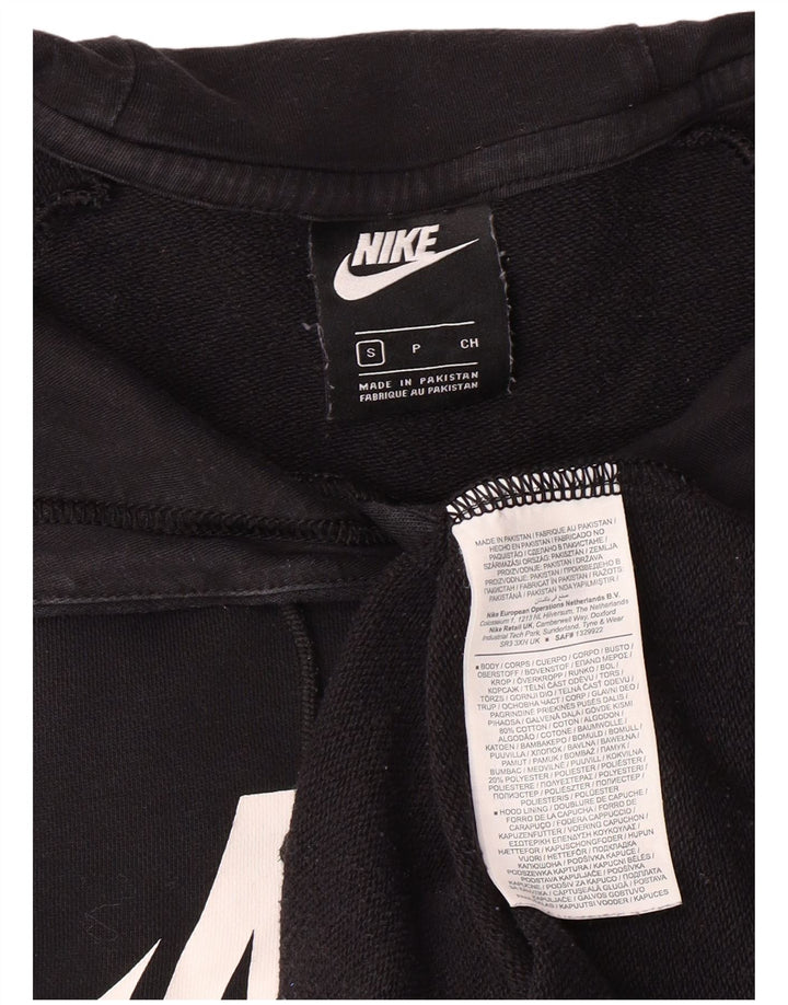 NIKE Pull à capuche graphique surdimensionné pour femme UK 10 Petit coton noir